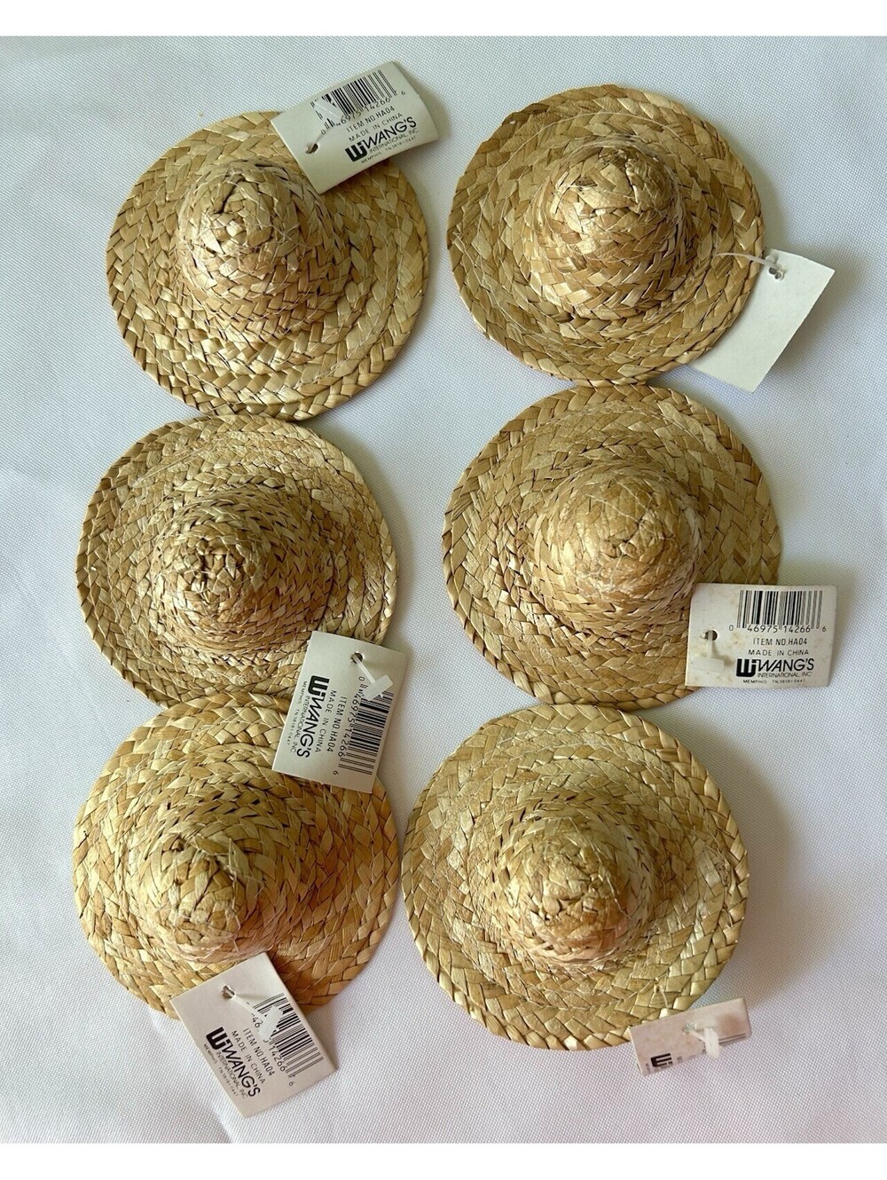 Vintage NOS Mini Straw Hats Woven 4” Doll Crafts Supplies Lot Of 17